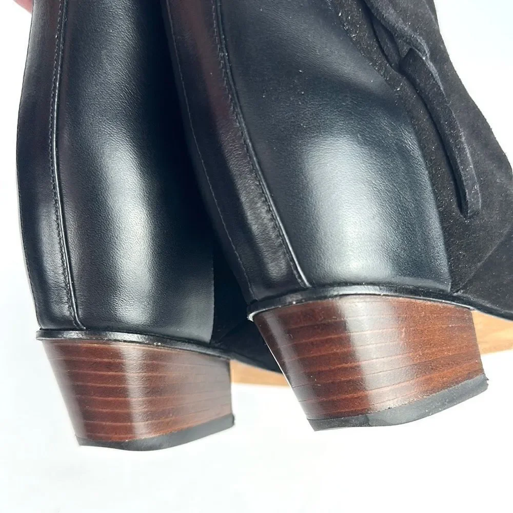 NWOB NEW Golden Goose MILK Black Suede Leather Ankle Cowboy Booties EUR 38 US 8